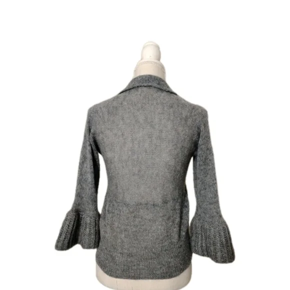 Sisley Gray Cardigan Sweater Mohair Blend Women's Size M Romania Soft Cozy - Picture 2 of 6